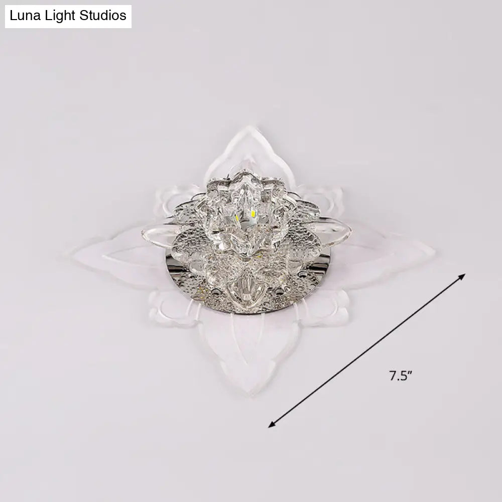 Modern Crystal Led Flower Flushmount Ceiling Light With Warm Glow For Hallway