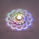 Modern Crystal Led Flush Ceiling Light For Hallway - Clear Floral Mount Fixture / Multi Color