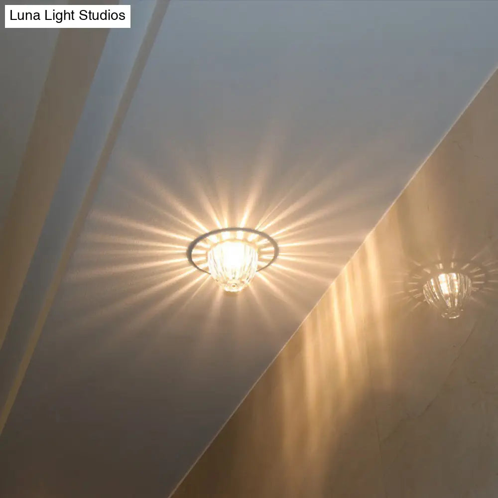 Modern Crystal Led Flush Mount Bowl Ceiling Light For Aisles Clear / Warm