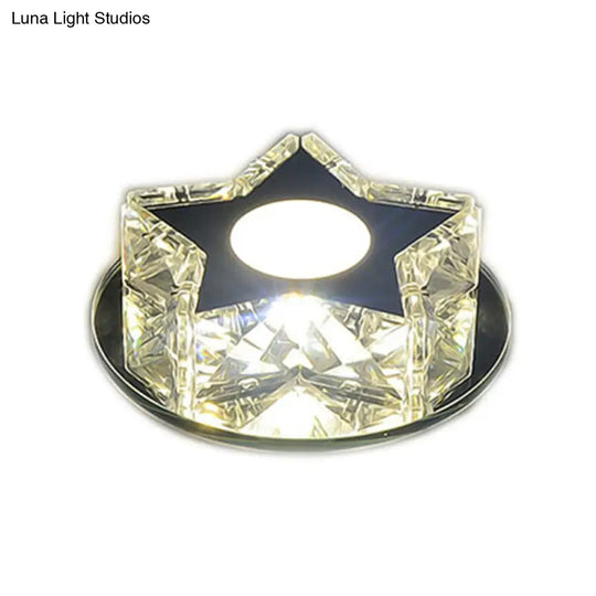 Modern Crystal Led Flush Mount Ceiling Light - Five-Pointed Star Design For Entryway