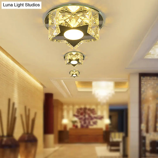 Modern Crystal Led Flush Mount Ceiling Light - Five - Pointed Star Design For Entryway Clear / Warm