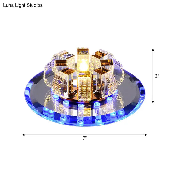 Modern Crystal Led Flush Mount Ceiling Light For Hallway With Flower - Like Design