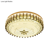 Modern Crystal Led Flushmount Ceiling Light For Dining Room - Black Drum Flush