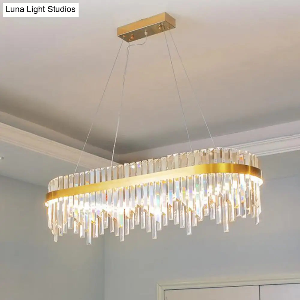 Modern Crystal Led Gold Chandelier - 1-Tier Pendant Light For Dining Room