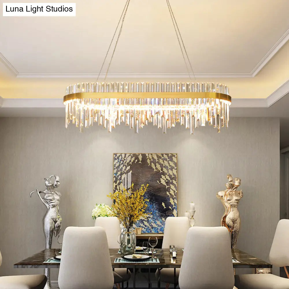 Modern Crystal Led Chandelier Pendant Light For Dining Room - 1-Tier Gold Ceiling Fixture