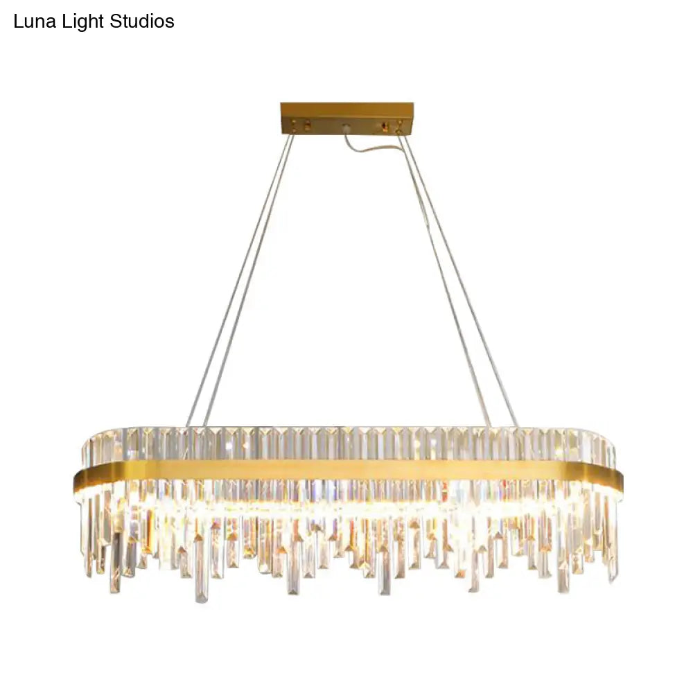 Modern Crystal Led Chandelier Pendant Light For Dining Room - 1-Tier Gold Ceiling Fixture
