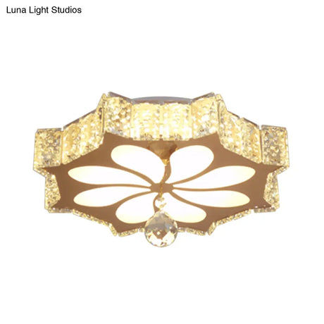 Modern Crystal Led Gold Flush Mount Lighting For Corridor - Flower Flushmount