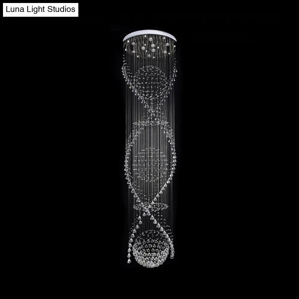Modern Crystal Led Waterfall Pendant Lamp With 9 Bulbs For Living Room