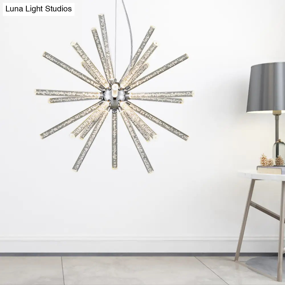 Modern Crystal Led Starburst Chandelier Pendant Light - 12.5’/18’/28’ Wide Clear Hanging
