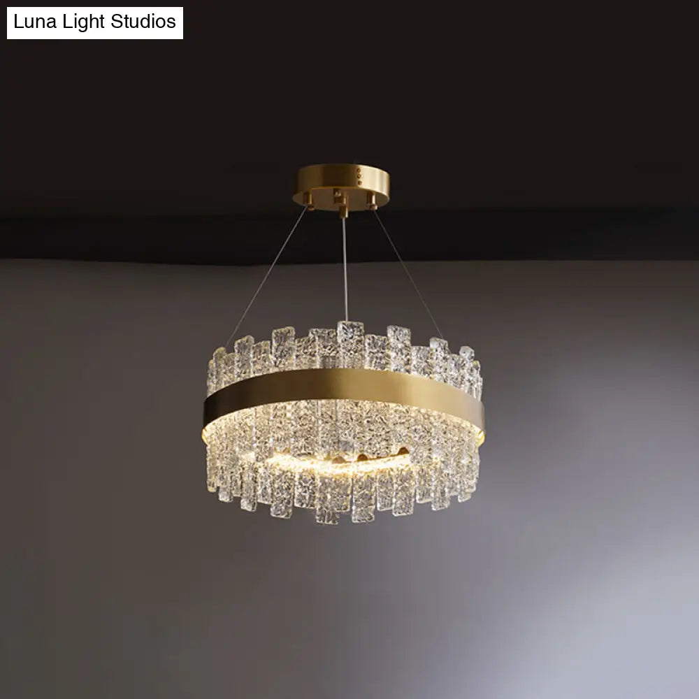 Modern Crystal Loop Pendant Light With Brass Finish And Led / 16