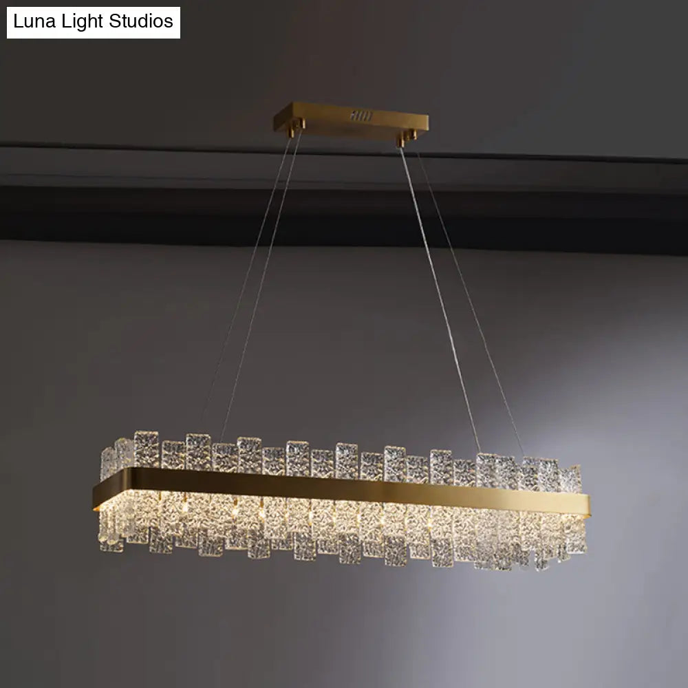 Modern Crystal Loop Pendant Light With Brass Finish And Led / 31.5