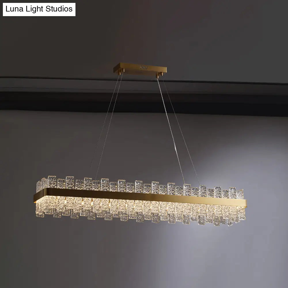 Modern Crystal Loop Pendant Light With Brass Finish And Led / 39