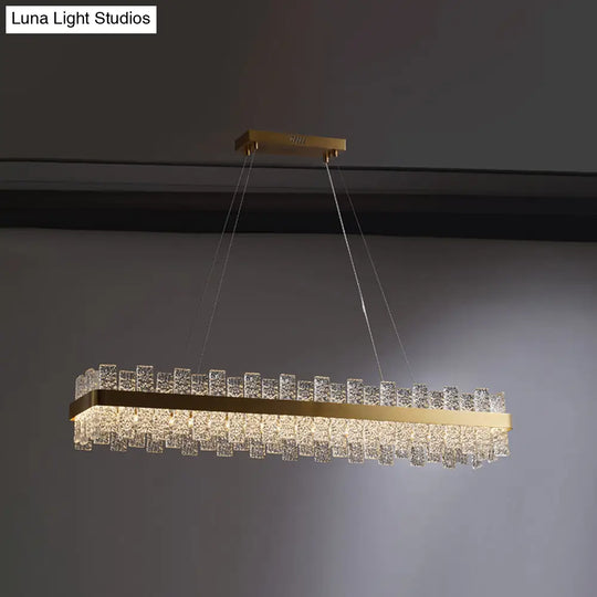 Modern Crystal Loop Pendant Light With Brass Finish And Led / 39