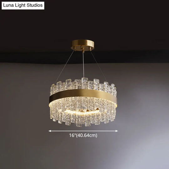 Modern Crystal Loop Pendant Light With Brass Finish And Led