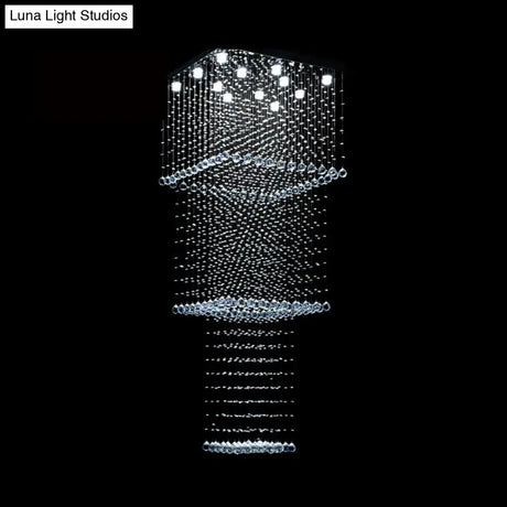 Modern Crystal Multi Pendant Light With 13 Led Heads And Silver Finish