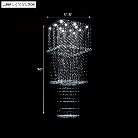 Modern Crystal Multi Pendant Light With 13 Led Heads And Silver Finish