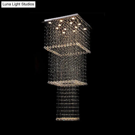 Modern Crystal Multi Pendant Light With 13 Led Heads And Silver Finish
