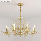 Modern Crystal Pendant Chandelier - Brass Hanging Light With Candle Bulbs 22’/27.5’/31.5’ W