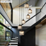Modern Crystal Pendant Chandelier - Cylindrical Shape Prismatic Crystals Multi-Light Design