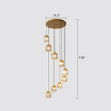 Modern Crystal Pendant Chandelier - Cylindrical Shape Prismatic Crystals Multi-Light Design 9 / Gold