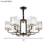 Modern Crystal Pendant Chandelier - Square Design 4/6/8 Bulbs Black 26’/34’/36’ Wide