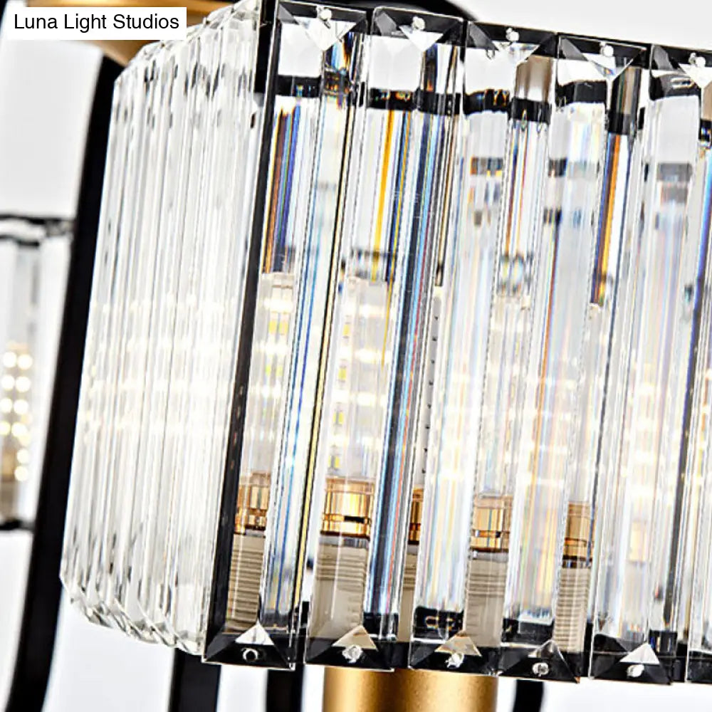 Modern Crystal Pendant Chandelier - Square Design 4/6/8 Bulbs Black 26’/34’/36’ Wide