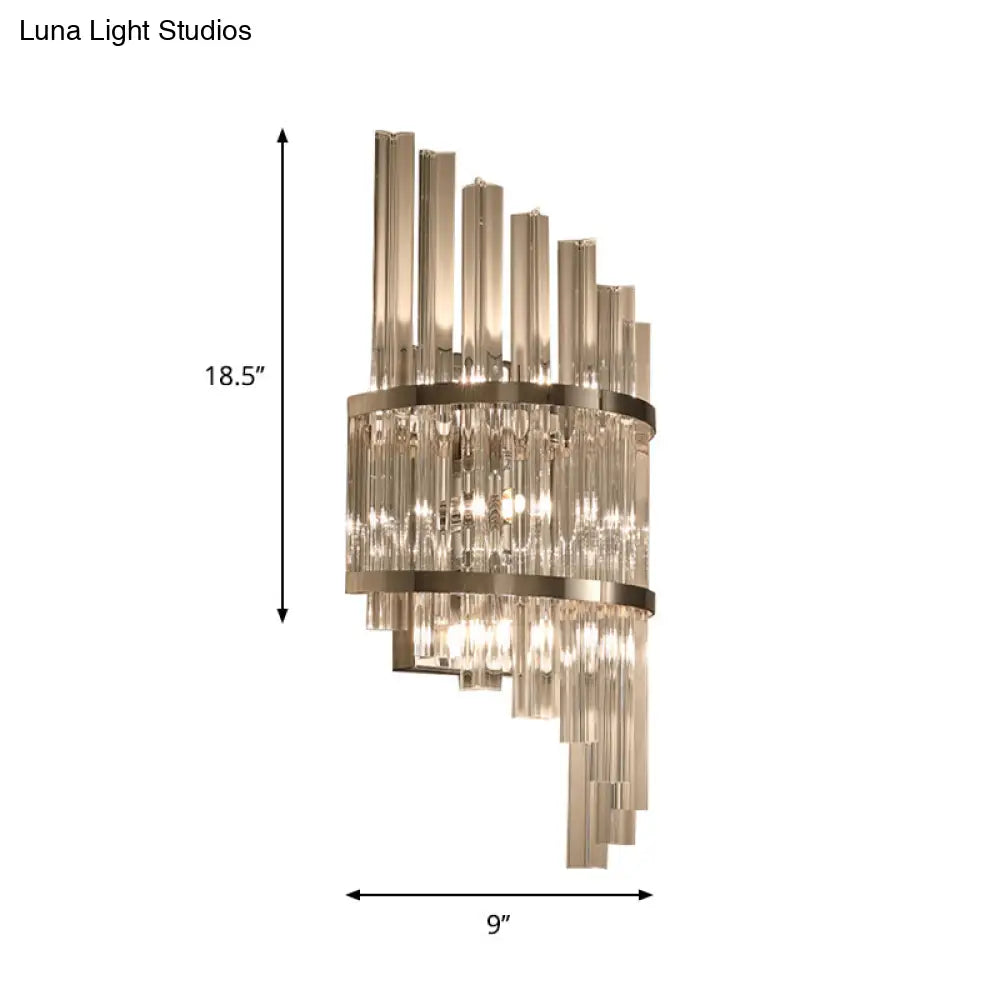 Modern Crystal Prism Sconce Lighting - 3 Lights Chrome/Gold Finish Living Room Wall Mounted Lamp