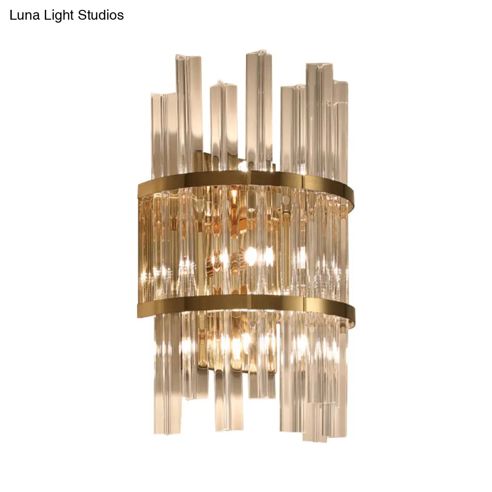 Modern Crystal Prism Sconce Lighting - 3 Lights Chrome/Gold Finish Living Room Wall Mounted Lamp