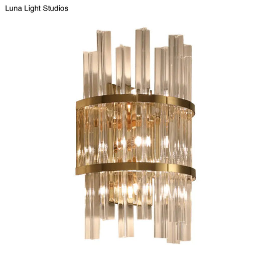 Modern Crystal Prism Sconce Lighting - 3 Lights Chrome/Gold Finish Living Room Wall Mounted Lamp