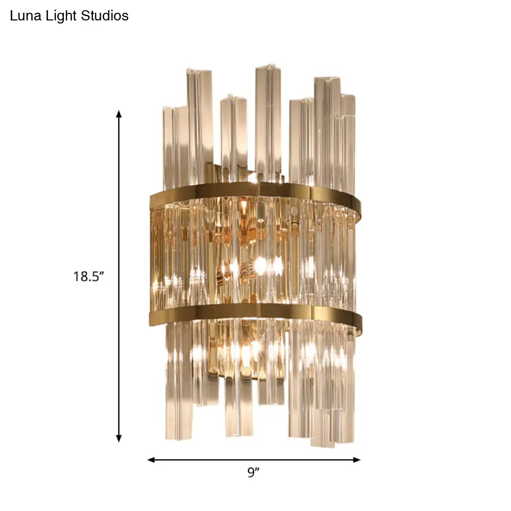 Modern Crystal Prism Sconce Lighting - 3 Lights Chrome/Gold Finish Living Room Wall Mounted Lamp