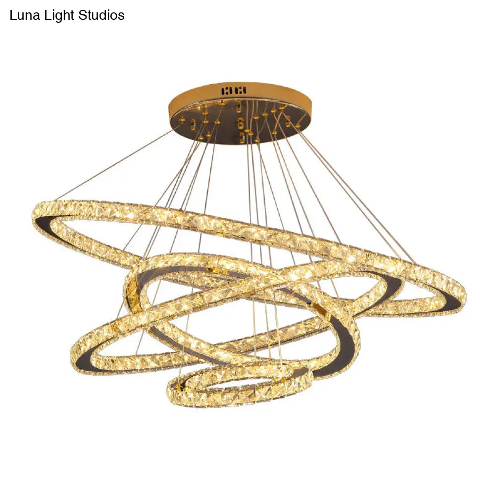 Modern Crystal Ring Pendant Light For Living Room