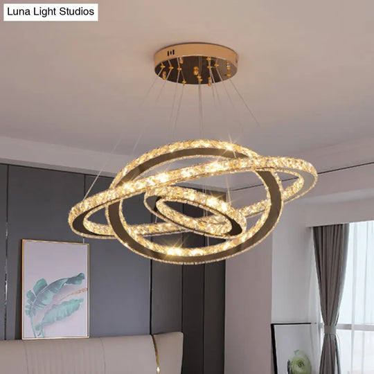 Modern Crystal Ring Chandelier Pendant Light For Living Room
