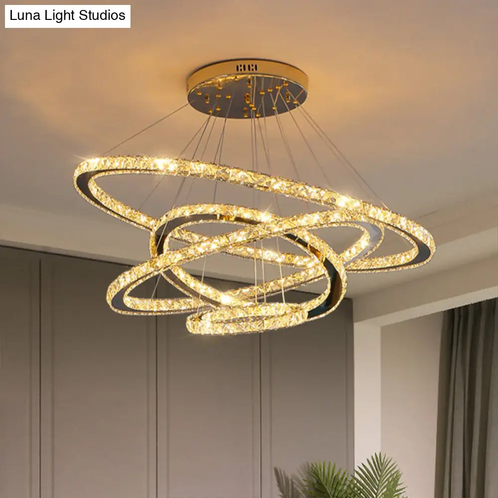 Modern Crystal Ring Chandelier Pendant Light For Living Room
