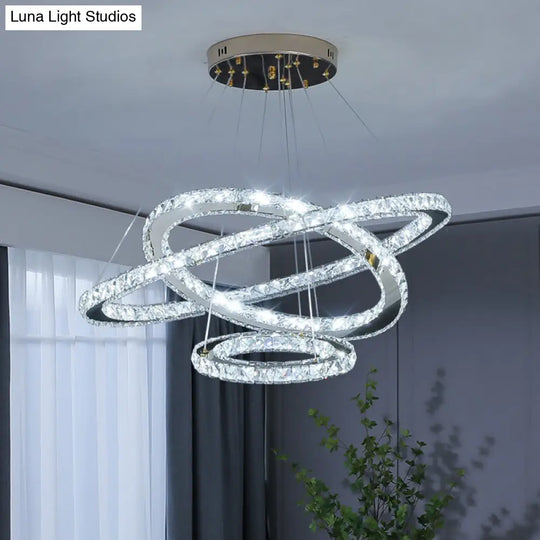 Modern Crystal Ring Chandelier Pendant Light For Living Room