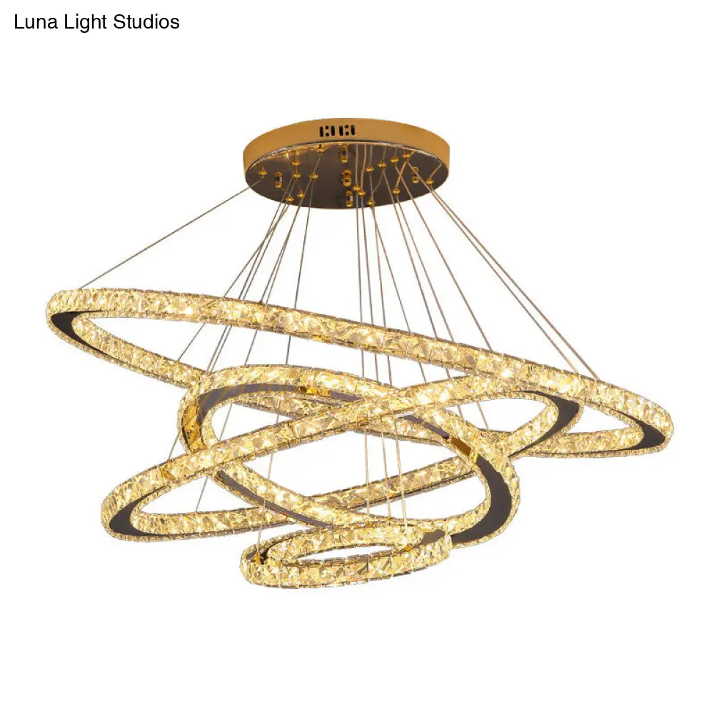 Modern Crystal Ring Chandelier Pendant Light For Living Room