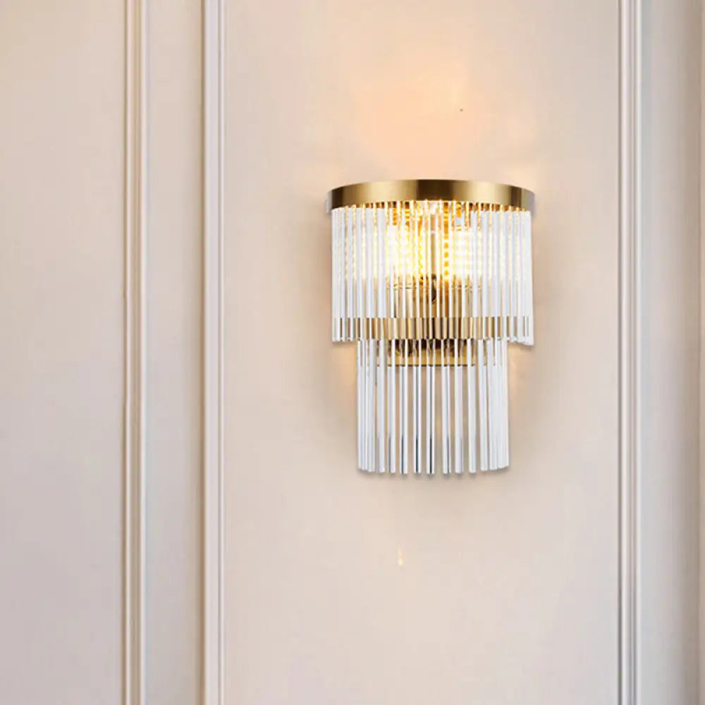 Modern Crystal Rod Tiered Sconce Light - 2/3 Lights Gold Wall Mounted Dining Room Lighting 2 /
