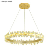 Modern Crystal Round Chandelier Lamp - Led Gold/Coffee Pendant Light Fixture In Warm/White 19.5/27.5