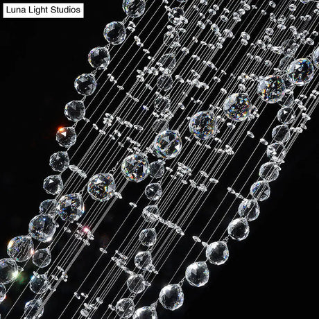 Modern Crystal Spiral Flush Light With 5 Bulbs - Nickel Finish For Living Room Ceiling Lighting