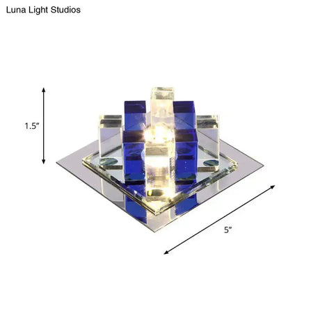 Modern Crystal Square Led Flushmount Light For Corridors