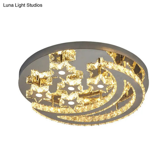 Modern Crystal Stainless Steel Semi Flush Mount Ceiling Light For Bedroom