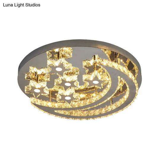 Modern Crystal Stainless Steel Semi Flush Mount Ceiling Light For Bedroom