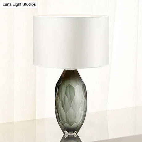 Modern Crystal Task Lamp - Straight Sided Shade 1 Head White