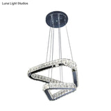 Modern Crystal Triangle Chandelier Pendant Light with LED in Nickel Nickel