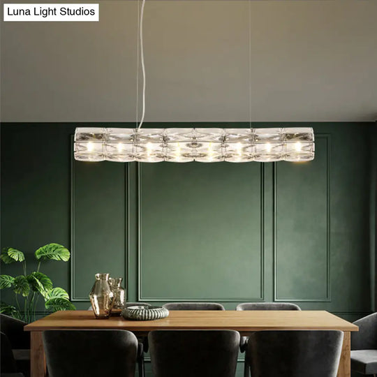 Modern Crystal Tube Island Light With 6/8 Bulb Suspension - Clear And Stylish