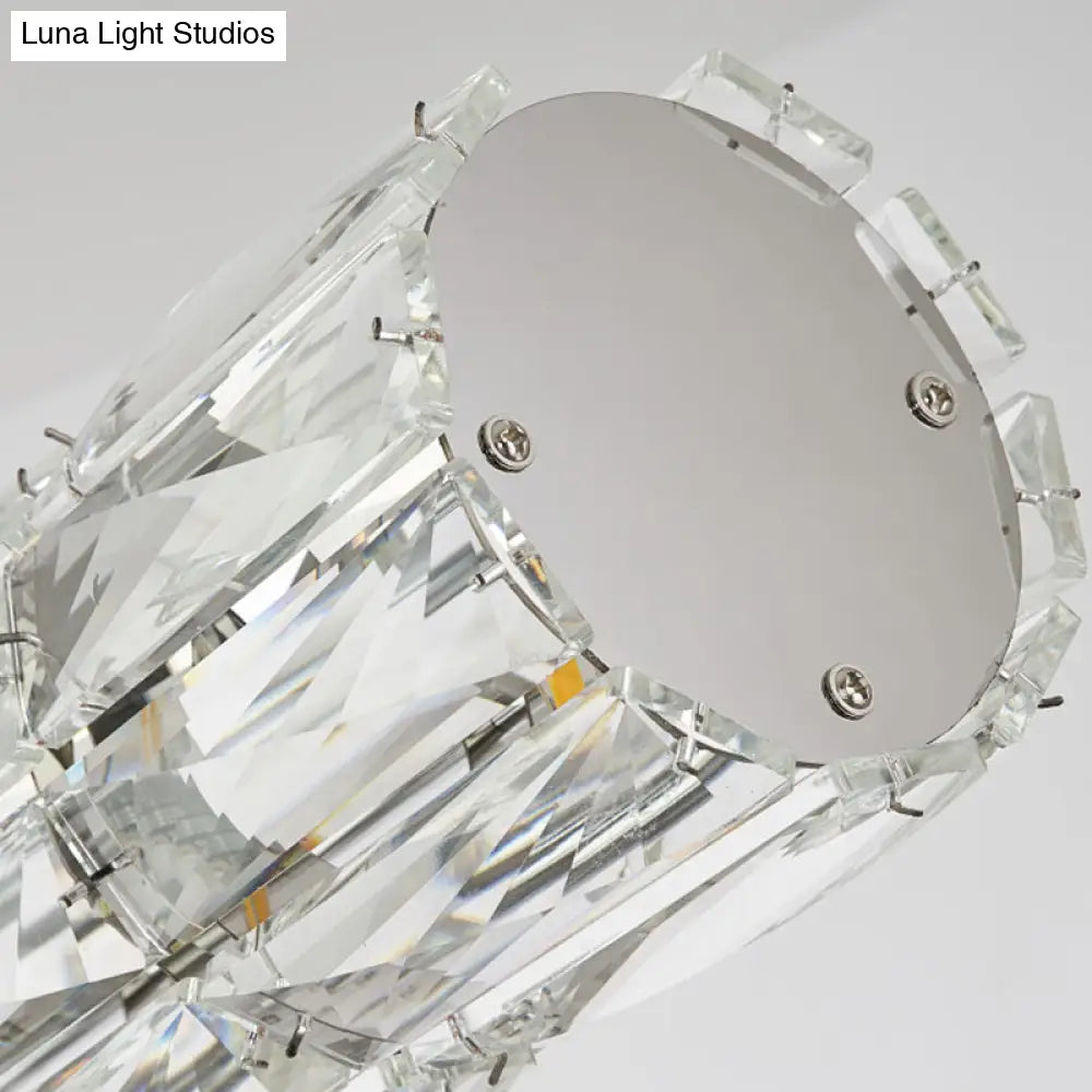 Modern Crystal Tube Island Light With 6/8 Bulb Suspension - Clear And Stylish
