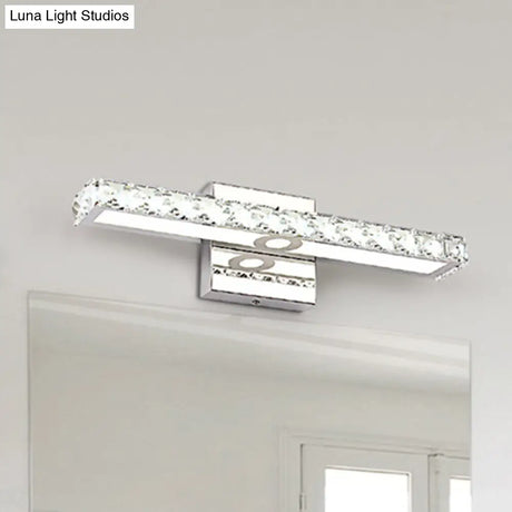 Modern Crystal Vanity Light: Silver/Champagne Linear Wall Sconce With 1 Light In Warm/White For