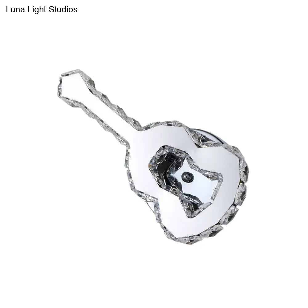 Modern Crystal Wall Light: Guitar Shaped Stainless Steel Lamp For Cafe Decor