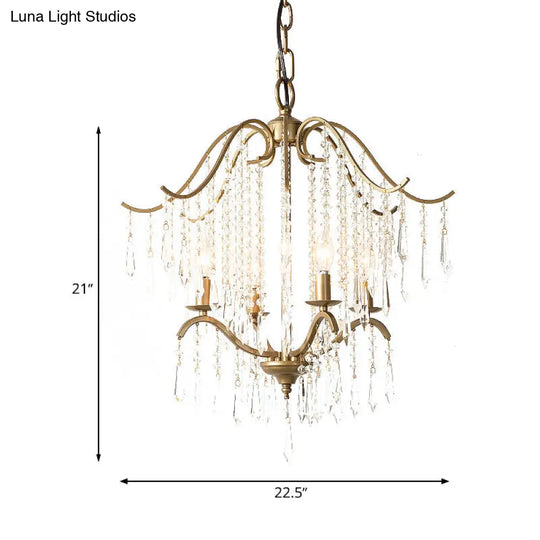 Modern Waterfall Crystal Chandelier With Brass Finish - 3/4 Bulbs 18.5/22.5 Wide