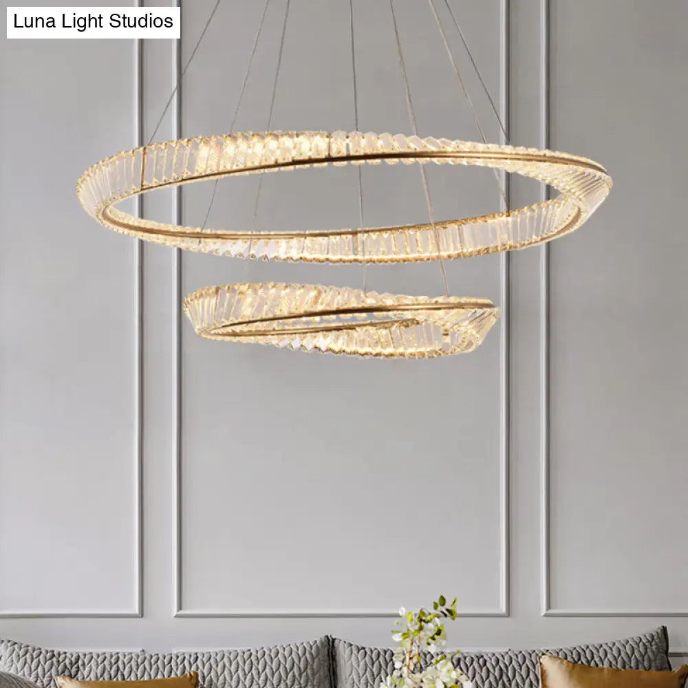 Modern Crystal Wave Chandelier Pendant For Living Room Ceiling