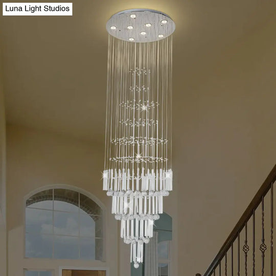 Modern Led Crystal White Cluster Pendant Light With 8-Light Orbs And Rods